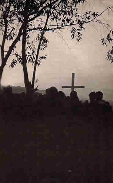 People gather at an Easter Sunrise Service to supposedly 'worship Christ.'